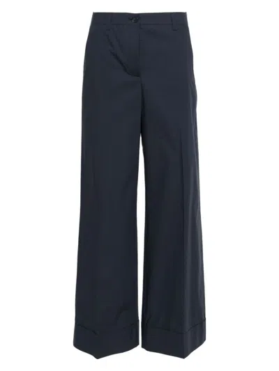 P.a.r.o.s.h Turn-up Hem Cotton Palazzo Trousers In 012