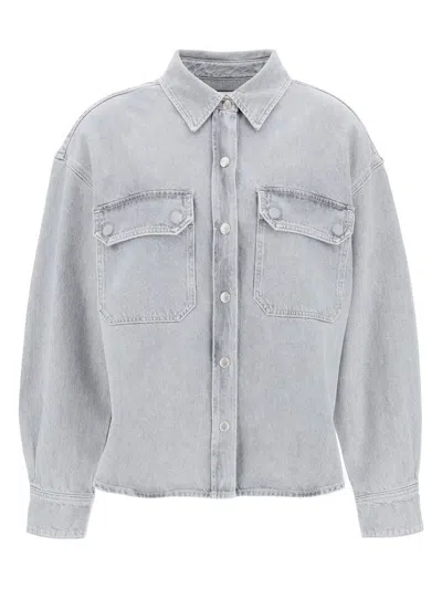 Agolde Gwen Slice Denim Shirt In Grey