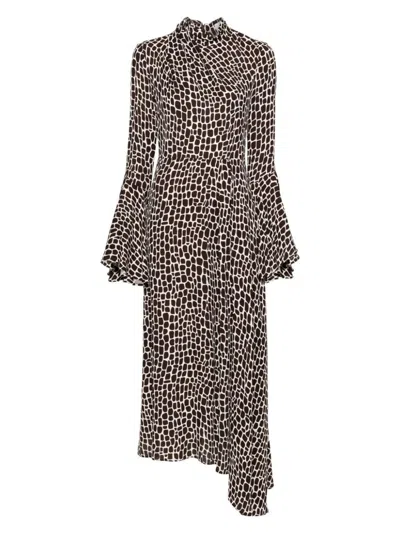 Msgm Kids Asymmetric Neckline Floral Print Maxi Dress In Off White