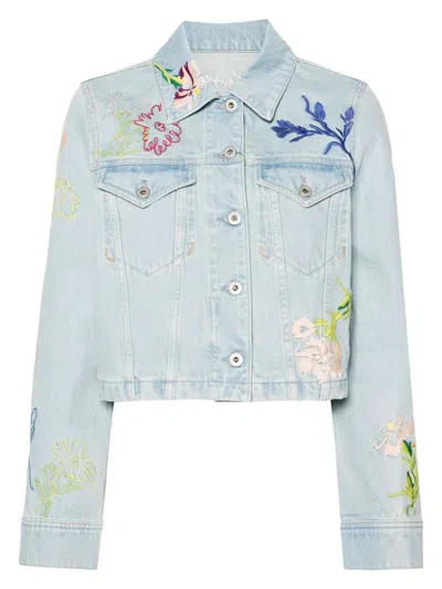 Kenzo Womens Blue Denim Floral-embroidered Chest-pocket Denim Jacket In Dt