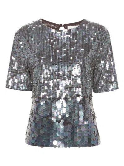 P.a.r.o.s.h Iridescent Sequin-embellished T-shirt In 067