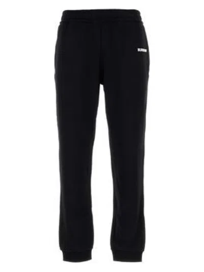 Burberry Black Pants With Elastic Waist And Logo Lettering On The Side In Cotton Man In Black