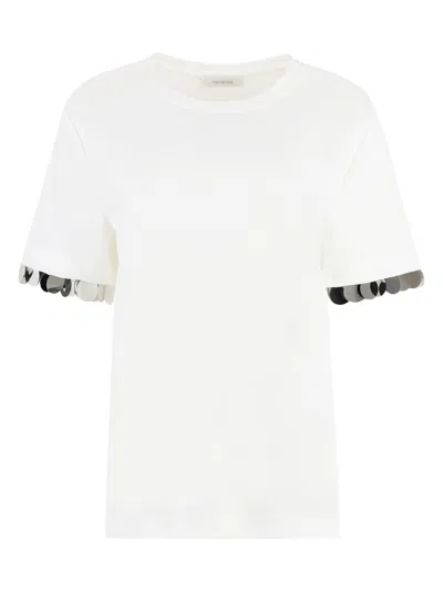 Rabanne Disc Trim Crewneck T-shirt In White