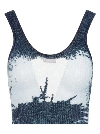 Diesel Cropped Ribbed Tank Top In Blue