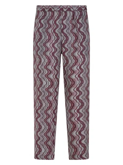 Dries Van Noten Parkino Patterned Pants In Pink & Purple