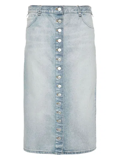 Courregã¨s Women's Denim Midi Skirt In Clear Blue