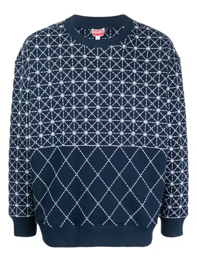Kenzo Geometric-patch Jumper In Midnight Blue