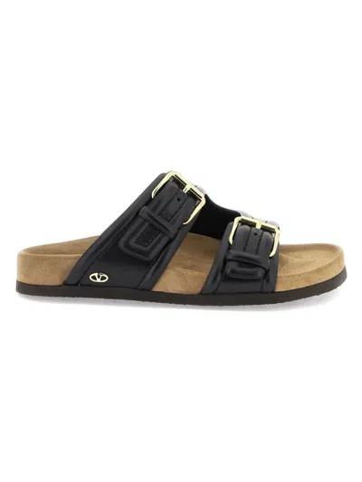Valentino Fussfriend Leather Slides In Black