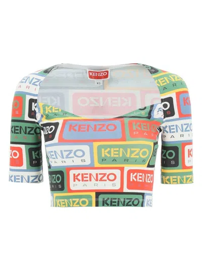 Kenzo Logo Print Cropped Top In Multicolor