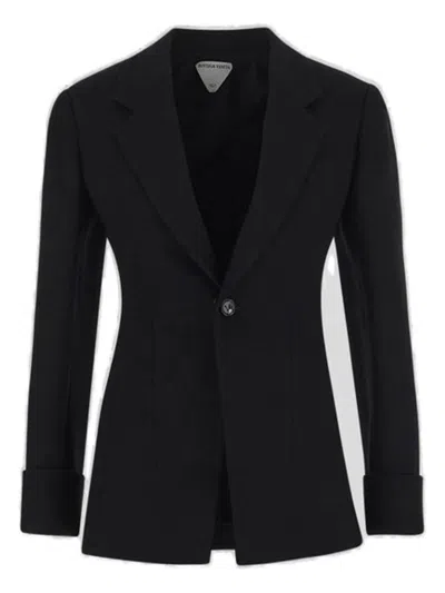 Bottega Veneta Structured Raffia Jacket For Women In Black In Black