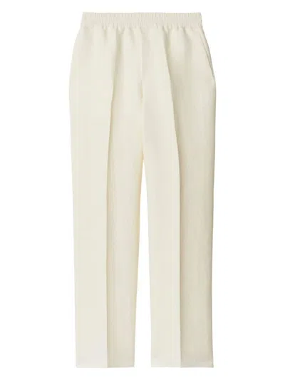 Burberry Tapered-leg Canvas Trousers In Cream