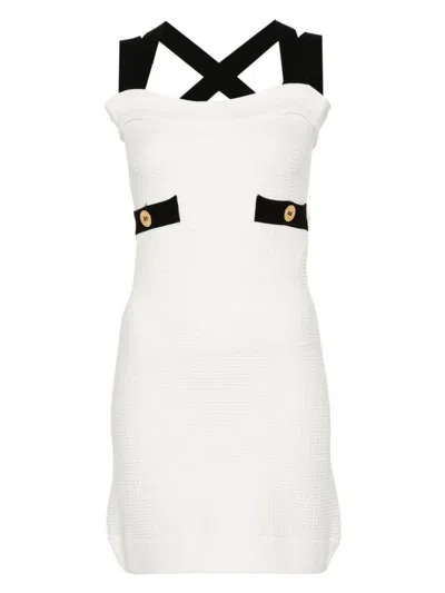 Patou Crossed Straps Mini Dress In White