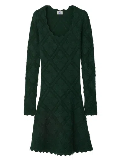 Burberry Aran Wool Blend Dress In Green