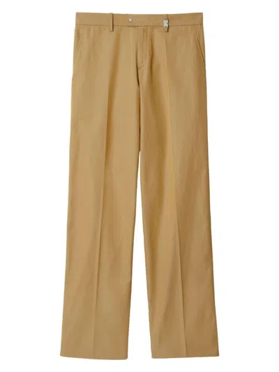 Burberry Straight-leg Cotton Trousers In Beige