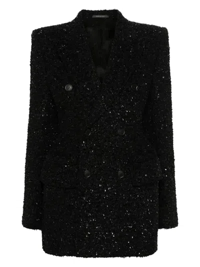 Balenciaga Women's Tweed Button Up Jacket In Black