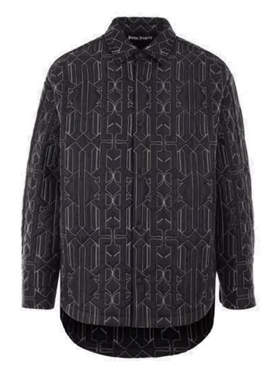 Palm Angels Quilted All Monogram Outerwear With Snap Buttons In Grey
