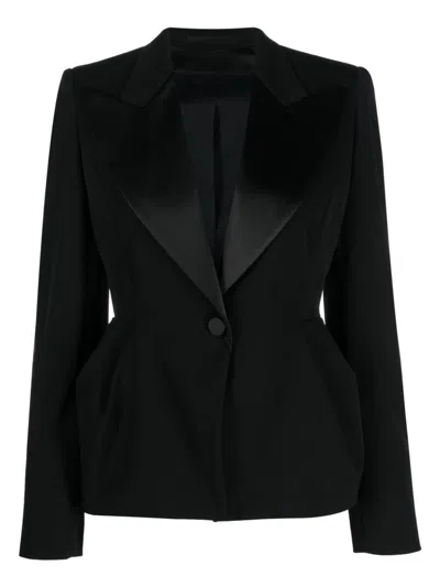 Max Mara Wool Single-breasted Blazer Jacket In Black