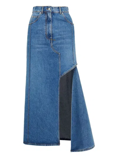 Alexander Mcqueen Alexander Mc Queen Pencil Skirt With Cut Out In Blue