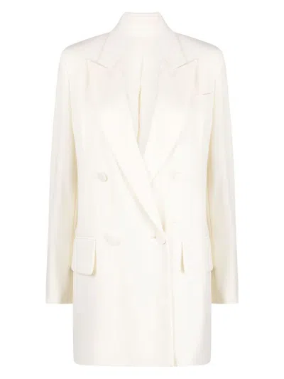 Max Mara Monica Double-breasted Wool Blazer In White