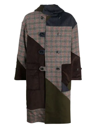Baracuta Patchwork Wool Duffle Coat In Multicolour