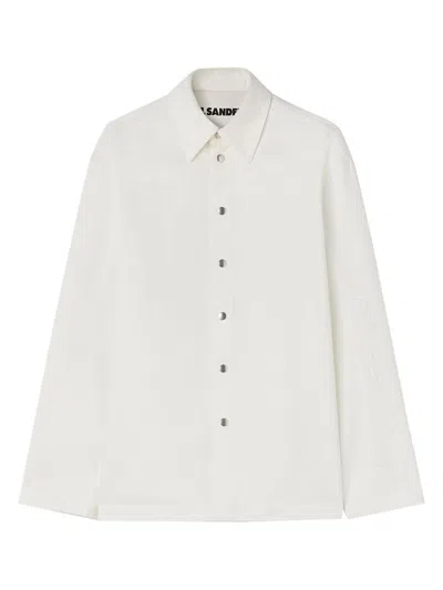 Jil Sander Organic Cotton Denim Shirt In White