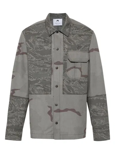 Marine Serre Pattern Printed Casual Jacket In Grey