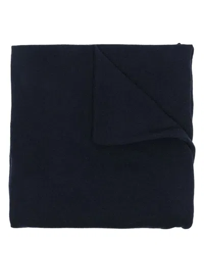 Jil Sander Luxe Cable Knit Cashmere Scarf In Blue