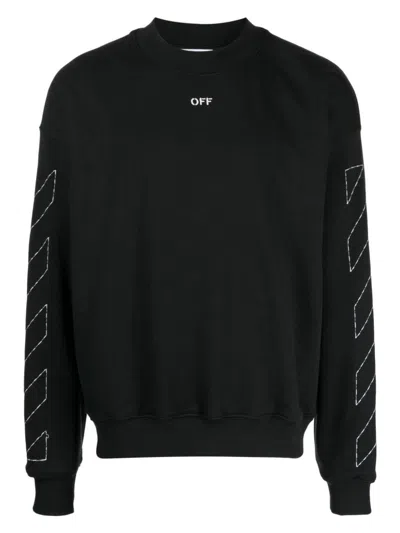 Off-white Regular Fit Jersey With Distinctive Logo And Textured Detailing In Black