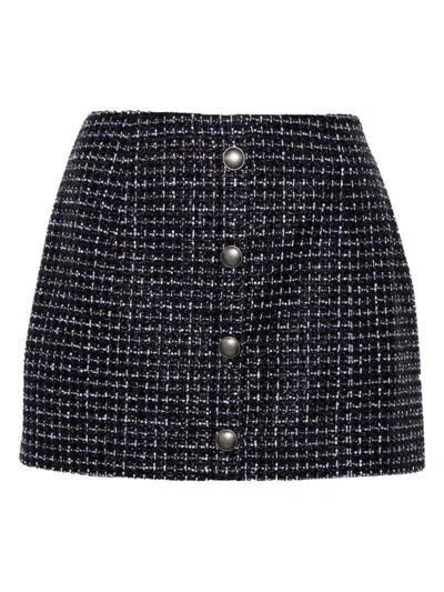 Alessandra Rich Women Sequin Checked Tweed Mini Skirt In Blue