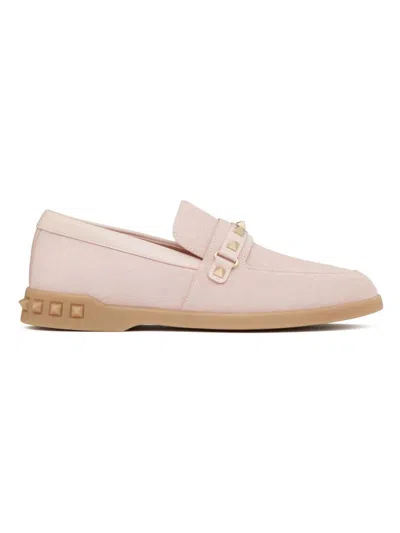 Valentino Garavani Women Leisure Flows Leather Loafers In Pink