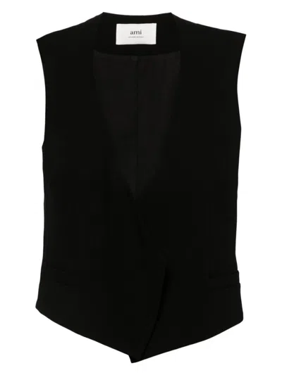 Ami Alexandre Mattiussi Ami Paris Wool Sleeveless Jacket In Black