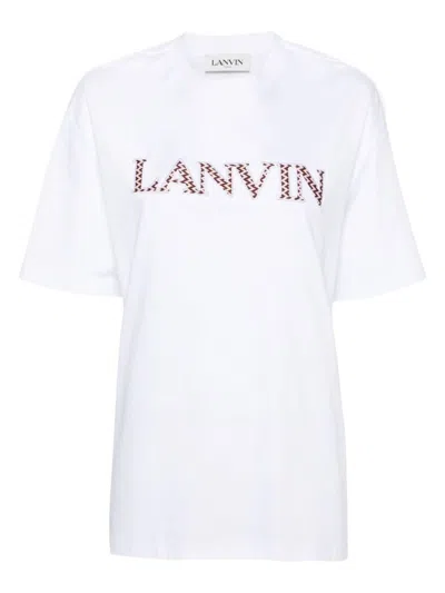 Lanvin White Oversized Embroidered Curb T-shirt In White