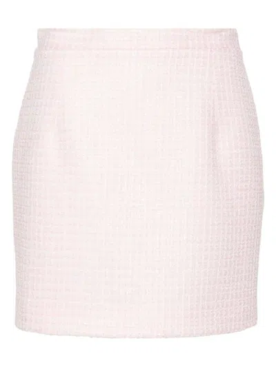 Alessandra Rich Checked Tweed Mini Skirt With Sequin Embellishment In Powder
