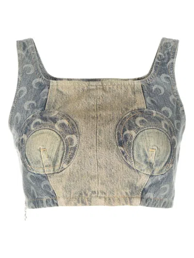 Marine Serre Regenerated Denim Top In Denim