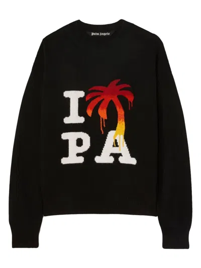Palm Angels I Love Pa Wool Blend Sweater In Black