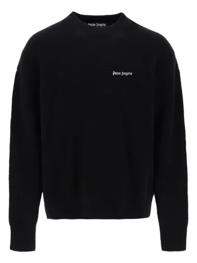 Palm Angels Cotton Oversize Crew Neck Sweatshirt In Black