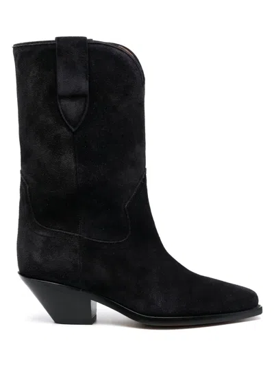 Isabel Marant Ankle Boots In Luxurious Calf Velvet Leather With Sleek Design And Quality Finish In Black