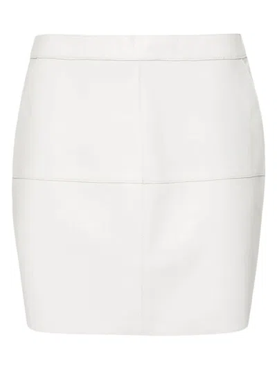 P.a.r.o.s.h Parosh Leather Mini Skirt In White