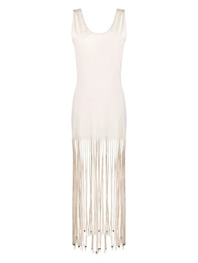 Alanui Monsoon Fringed Maxi Dress In White
