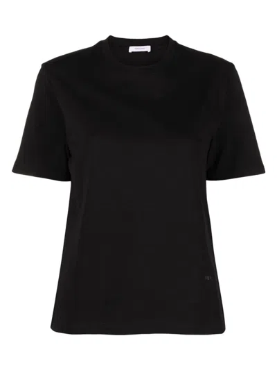Ferragamo Cotton And Silk Blend T-shirt In Black