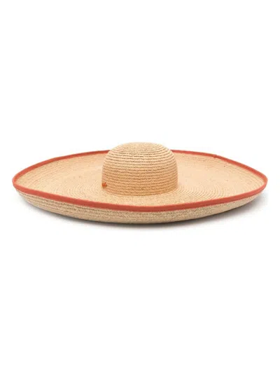 Shop Borsalino Women's Brigitte Straw Wide Brim Hat In Brown