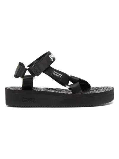 Palm Angels Depa Logo Print Sandals In Black