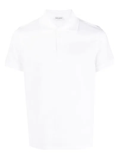 Saint Laurent Monogram Polo Shirt In White