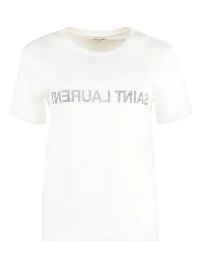 Saint Laurent Reverse Logo T-shirt In White