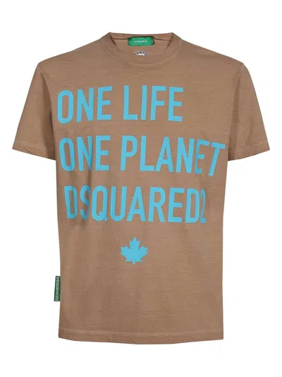 Dsquared2 Crew-neck T-shirt In Cotton In Beige