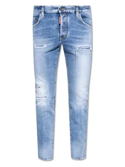 Dsquared2 Logo-patch Mid-rise Skinny Jeans In Navy Blue
