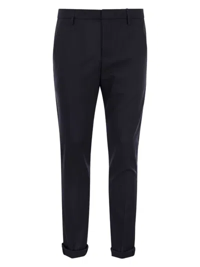 Dondup Gaubert Slim Flannel Trousers In Dark Blue