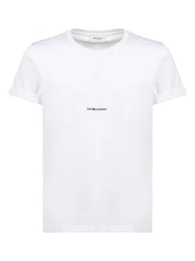 Saint Laurent Logo-print Cotton T-shirt In White