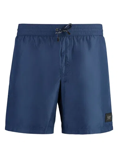 Dolce & Gabbana Logo Plaque Swim Short In Blue