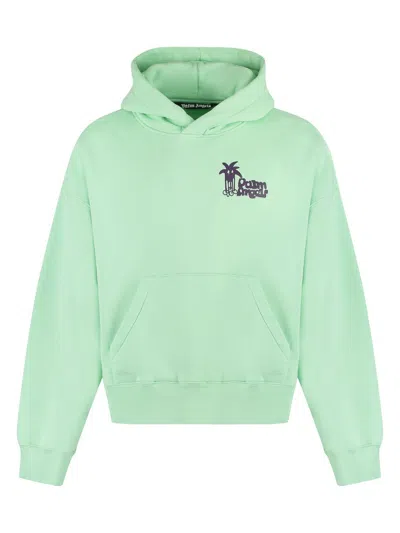 Palm Angels Cotton Hoodie In Green